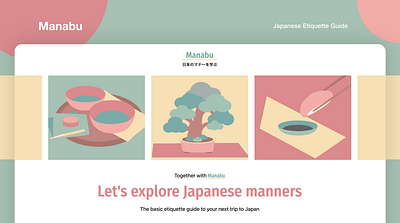 Manabu - Japanese Etiquette Website adobe xd css design graphic design html illustration japanese ui ui design uiux uiux design ux ux design web design website