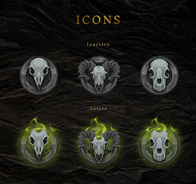 Game icons art design digital art gameart gameui skulls ui