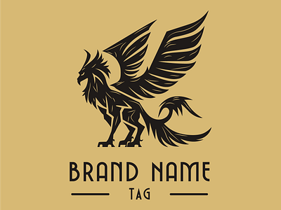 Brave Gryphon 2d adobe illustrator animal app black branding dark design graphic design icon illustration logo mystical vector