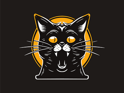 Shocked Cat 2d adobe illustrator animals app black branding cat dark design graphic design icon illustration logo vector