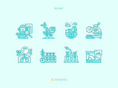 Biology Icons 2d biology cartoon character design design graphic design icon illustration nature vector