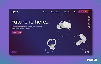 PLAYVR product selling Landing page branding design illustration prototype ui webdesign