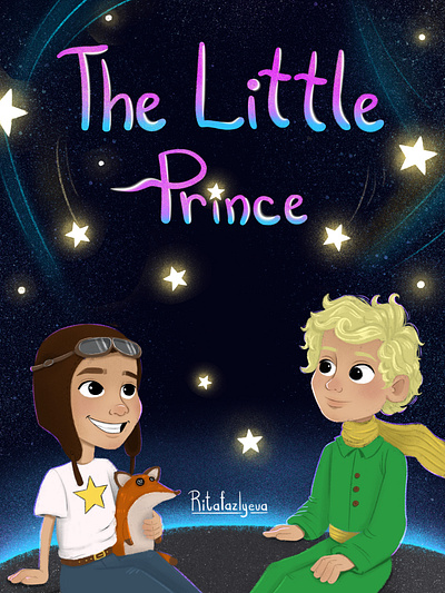 The little prince character design childrens childrens book design digital art fairy tale illustration lettering stars the little prince