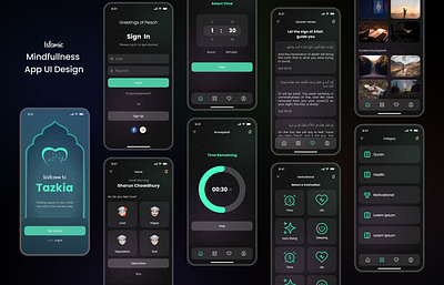 Islamic Mindfullness App UI Design app design graphic design islamic muslim ui ux