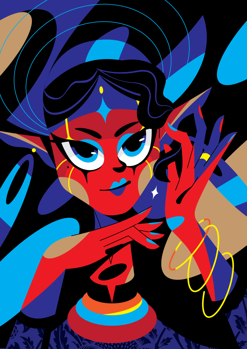 Dancing dancing girl illustration traditional dress