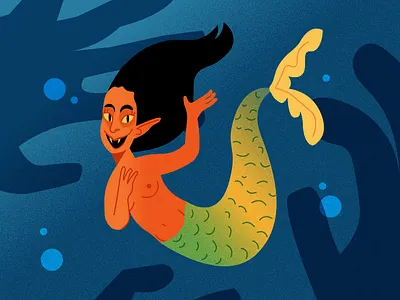 Mermaid 🧜‍♀️ adobe illustrator colorful creature design digital art digital illustration grain graphic design illustration illustrator magic magical mermaid mythical mythical creature noise ocean sea texture vector