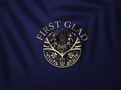 first glad ( Wood gift box design logo ) branding gift logo graphic designe illustration logo logo design minimalist logo typography vector