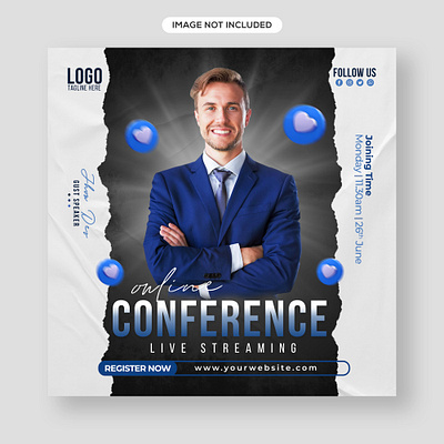 Web Conference Post Banner branding design minimal post social media