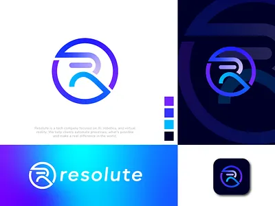 Resolute Logo Design - Branding Design 3d brand identity branding branding design business logo creative logo custom logo design graphic design illustration logo logo design minimal logo modern logo r logo tech logo ui vector vr logo