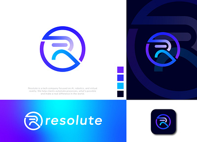 Resolute Logo Design - Branding Design 3d brand identity branding branding design business logo creative logo custom logo design graphic design illustration logo logo design minimal logo modern logo r logo tech logo ui vector vr logo