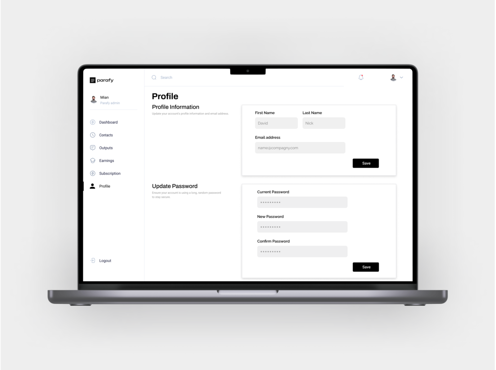 parafy user input form by Mehran Shah on Dribbble