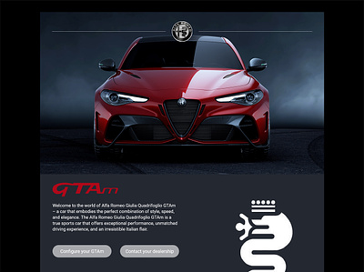 Alfa Romeo Quadrifoglio GTAm Landing Page alfa romeo automotive car car design design graphic design landing page ui web design website website design