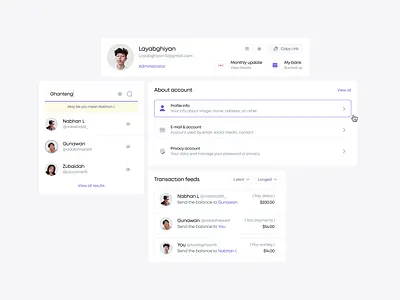 Modals profile transaction clean clean design component dashboard modals pop up profile profile component search search component setting setting component transaction transaction component ui ui design ux web website