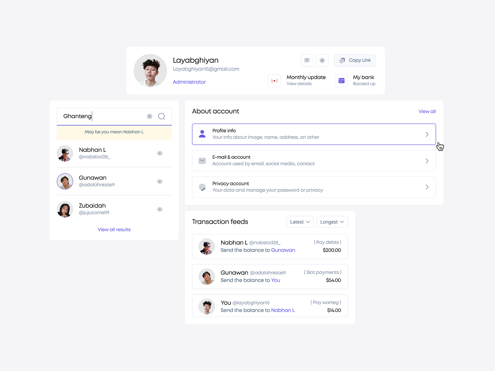 Modals Profile Transaction By Ghiyan💎 For Norch Studio On Dribbble