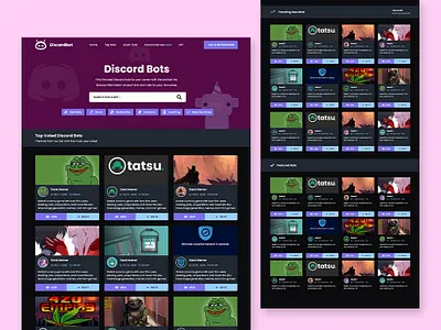 Discord Bots UI Design ai black bots dark discord figma figma design landing page photoshop template ui web design website xd