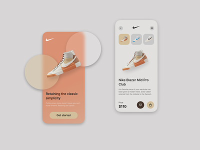 Nike Blazer Mid Pro Club 14 pro concept design figma iphone 14 pro mobile mockup nike shoes ui