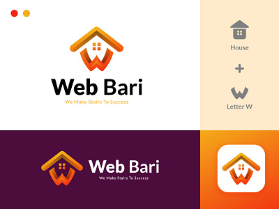 Web Bari - Logo Design 3d logo app icon app logo branding design graphic design house logo logo logo design logo process modern logo vector w logo