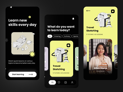 Learning platform app branding concept courses design illustration learning skills study ui ux web website