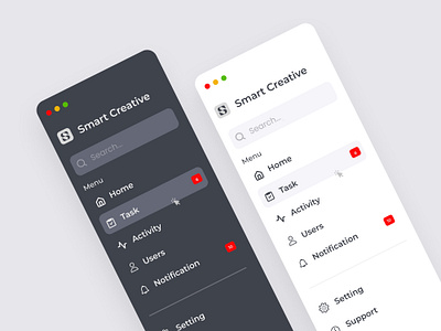 Sidebar UI for Smart Creatives branding design illustration logo ui ui ux uidesign uiux ux vector