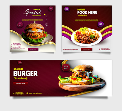 Luxury food social media promotion instagram post template set instagram