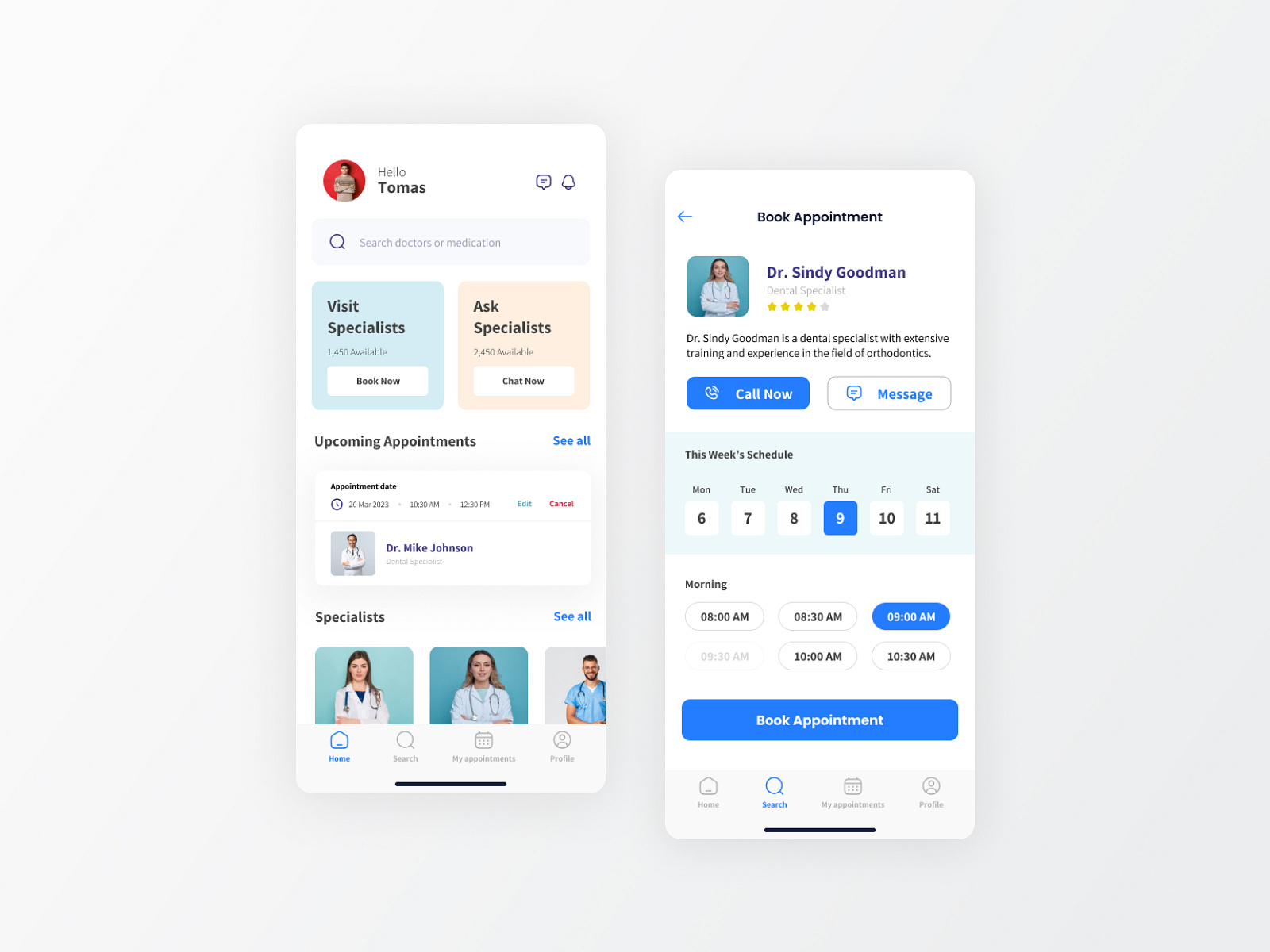 Doctor's Appointment App UI by Antonio Hristovski on Dribbble