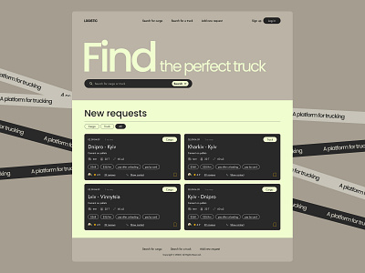 Logistic - Platform for cargo transportation cargo challenge daily challenge daily ui dailyui 003 logistic logistic app logistic transportation logistic web new trend transport transportation transportation app trend truck web