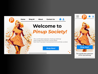 Pinup Society - web & mobile homepage graphic design ui website design