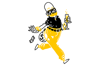 Shiny pants character clean illustration money one color spot illustration vector yellow
