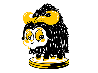 Bite Sized Yak character clean illustration one color spot illustration vector yak yellow