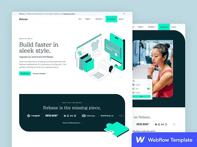 Rebase - Webflow Template for SaaS & Tech Startups code developer landing neon saas startup tech template webflow