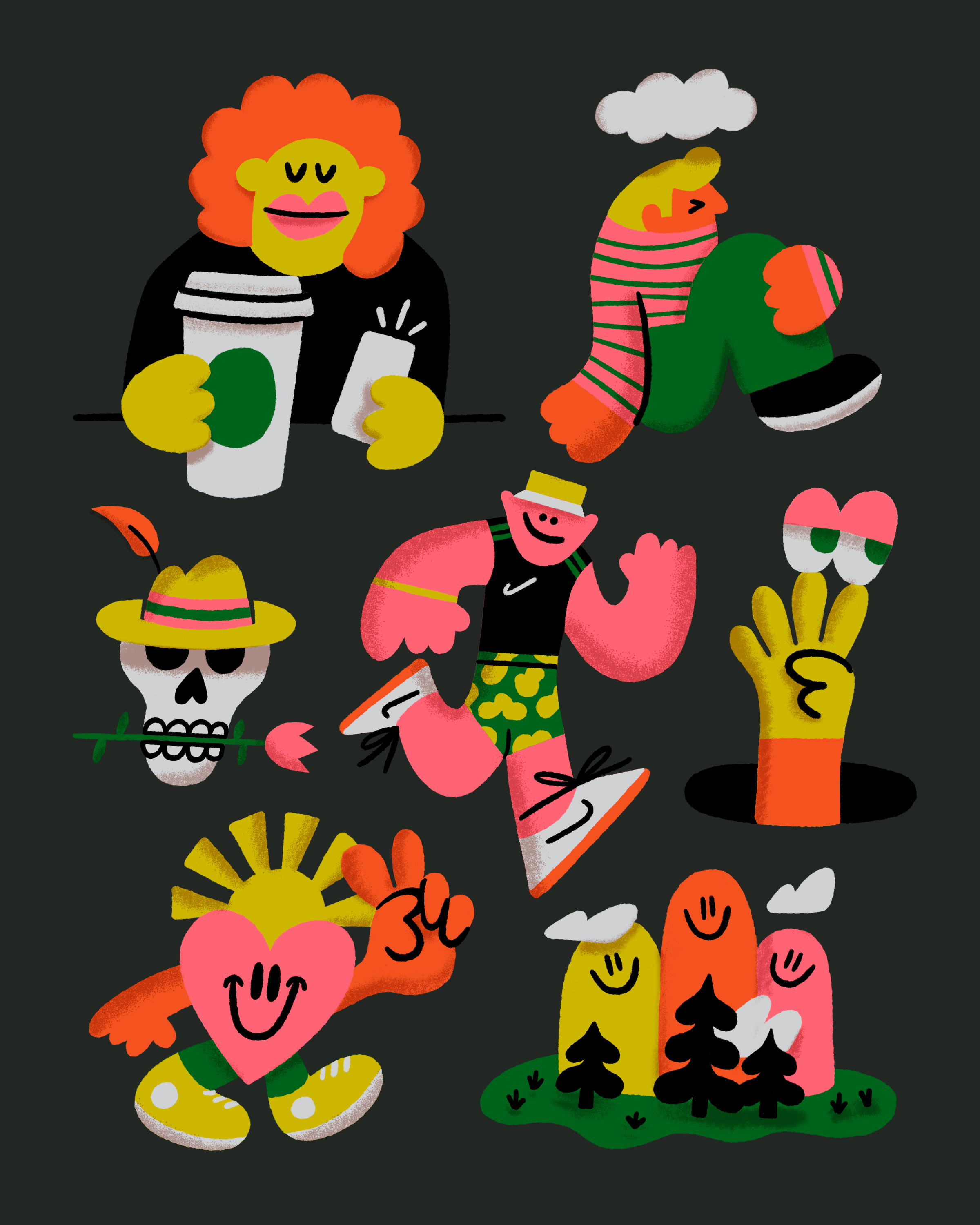 A pile of Procreate drawings ✍ art character doodle fun illustration procreate running texture