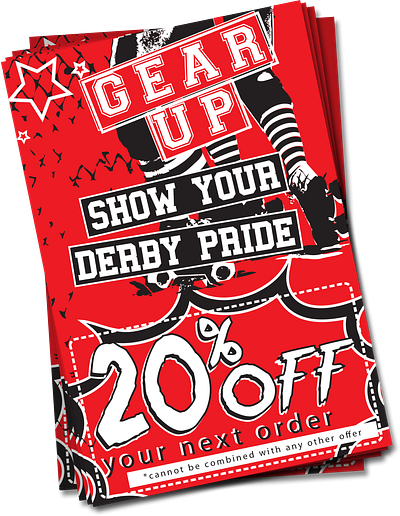 Roller Derby Custom Jersey Coupons alternative design branding graphic design marketing promotion roller derby