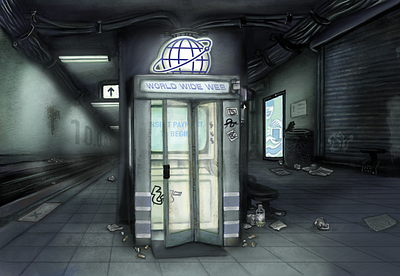 Netbooth Terminal Concept concept concept art cyberpunk digital art digital painting dystopia dystopian environment illustration industrial design