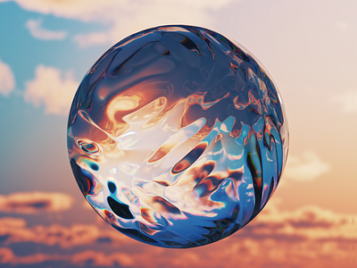 Water sphere - Glass refraction 3d
