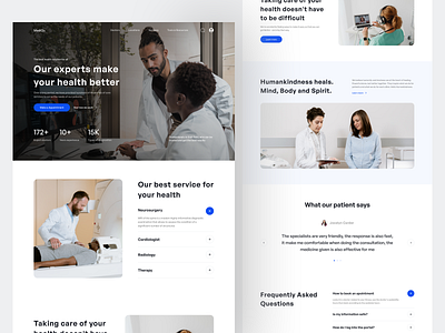 MediQu - Landing page for a medical center care clean clinic design doctor doctor appointment health healthcare landing page landingpage medical medicine minimal services simple ui uiux ux web design website