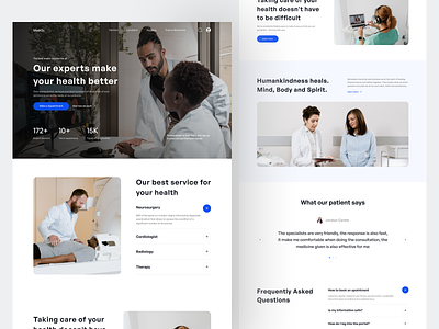 MediQu - Landing page for a medical center care clean clinic design doctor doctor appointment health healthcare landing page landingpage medical medicine minimal services simple ui uiux ux web design website