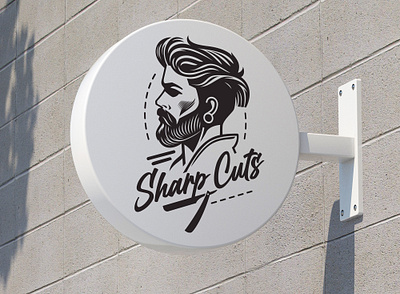 Sharp Cuts Barbershop barber barbershop branding character design flat icon illustration logo logo design mascot mascot design vector