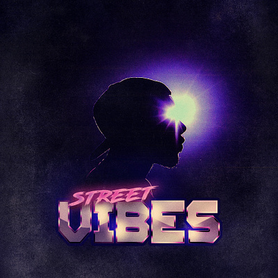 Album Cover - Street Vibes adobe album album cover cd cover art digital art glow haze hip hop illustration music neon noise rap retro sleeve texture typography vibrant