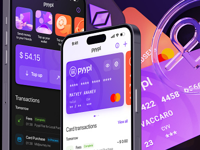 Pyypl concept – App for issuing and managing virtual debit cards 3d app application design finance fintech ios ui ux
