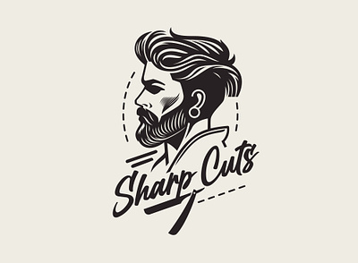 Sharp Cuts Barbershop barber barbershop branding character design flat icon illustration logo logo design mascot mascot design vector