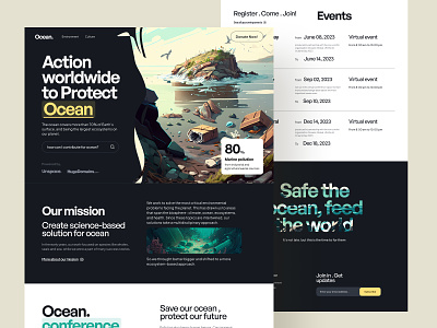 Ocean Heroes - Landing Page charity clean commmunity conference culture desktop donation ecosystem ecosystem illustration figma green illustration landing page marine ocean pollution illustration protect ui uiux unspace
