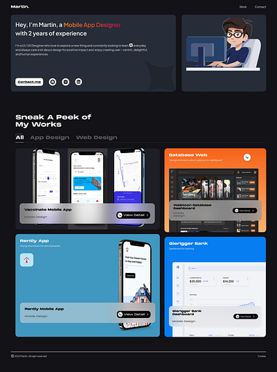 Portfolio Landing Page animation branding design graphic design icon illustration landing page logo portfolio portfolio website ui ux vector