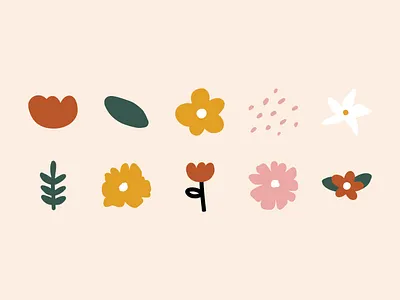 Simple Abstract Shapes & Doodle Flowers branding doodle flower graphic design illustration logo simple whimsical elements