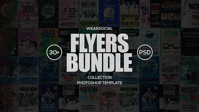 30+ Flyers Bundle Photoshop Template bundle concert design flyer flyers flyers design indie music poster template