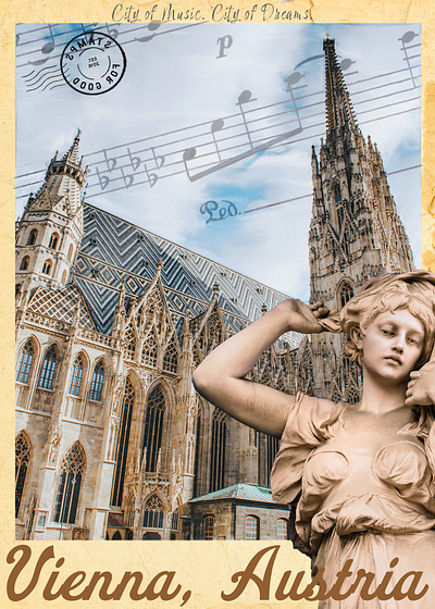 Vienna, Austria Postcard design graphic design
