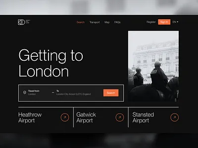 Getting to London black clean clear dark england london mode search simple travel ui ui design ui ux user experience