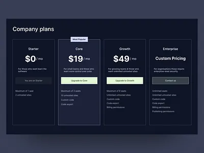 Company Plans || Pricing Section company plans design pricing section product design ui ui deisgn ux web design