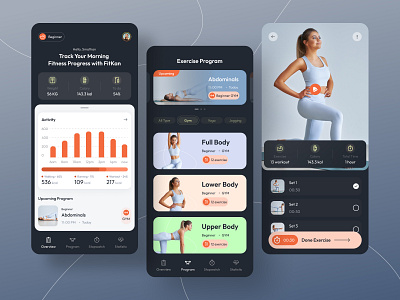 FitKan - Fitness app app design coach design exercise fitnes fitness app graphic design gym gym app health minimal mobile app mobile design sport ui ux workout workout app workouts