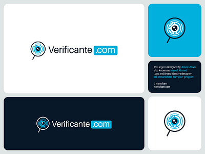 Verificante - Logo Design adobe illustrator blue branding creative logo design eye logo flat logo logo logo design branding logo presentation marufiam minimalist logo design modern logo modern minimalist logo unique logo verification logo verify website logo