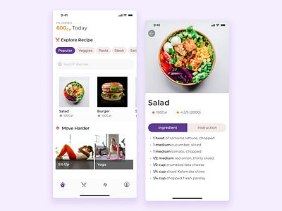 Diet Application Exploration design diet ios recipee ui ux